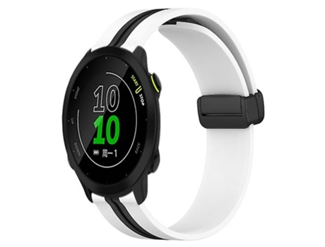 Correa De Reloj Inteligente Para Garmin Forerunner 158, Correa De Silicona Con Cierre Magnético Plegable De 20Mm, Color Blanco Y Negro VENISYMLIS