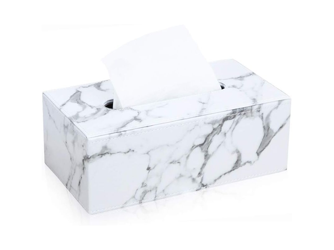 Caja Rectangular De Papel Higiénico De Cuero Con Diseño De Mármol