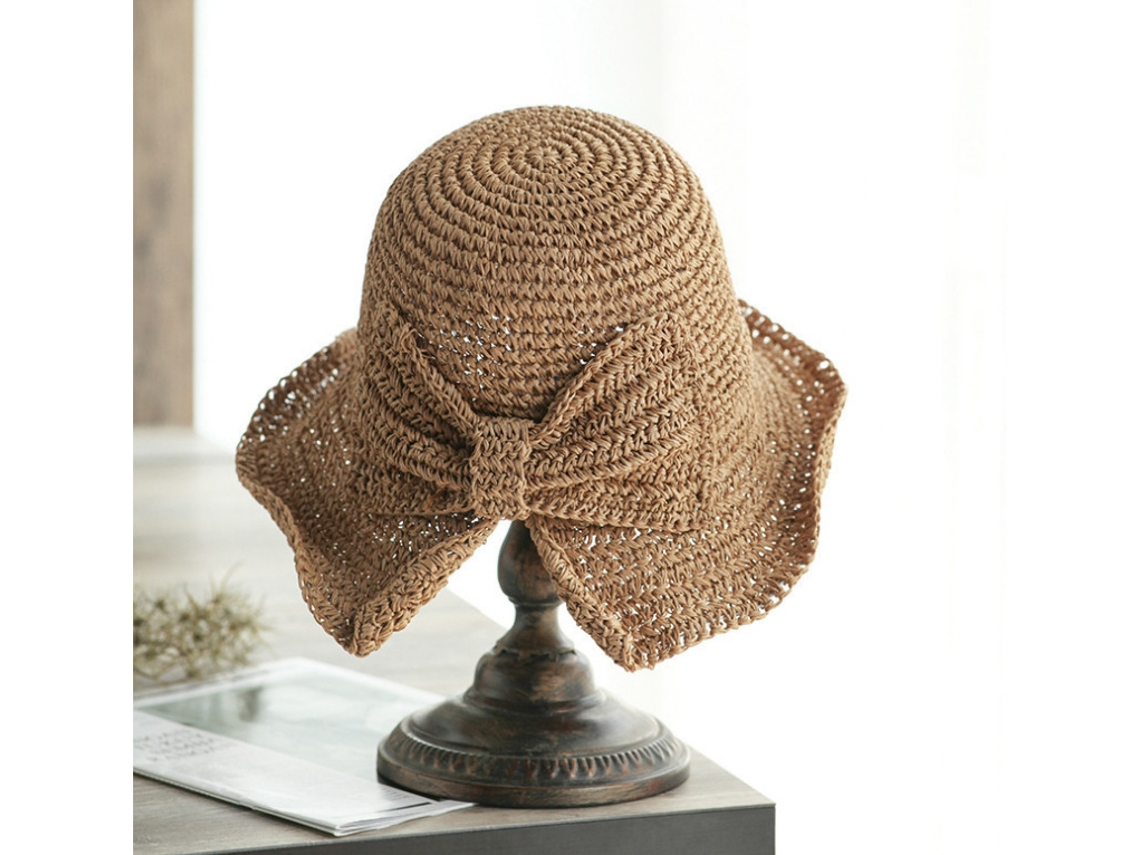 Juego Sombrero Paja Plegable Ala Ancha, Playa Verano, Cordón Tirar, Cinta Ajustable, Mujeres/chicas