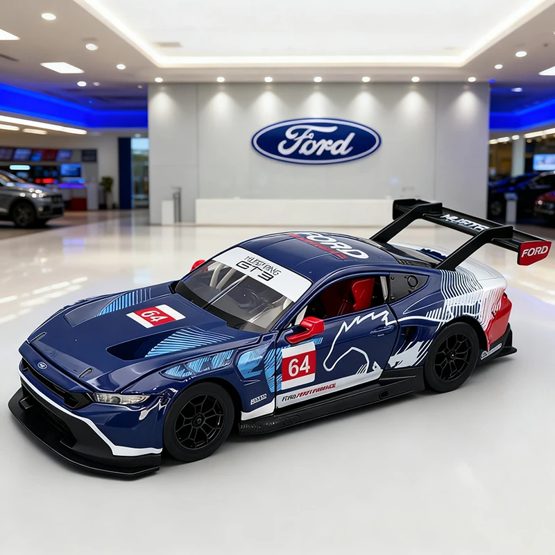 (azul) Modelo De Coche De Carreras De Aleación A Escala 1:24 Con Efectos De Sonido Y Luz.
