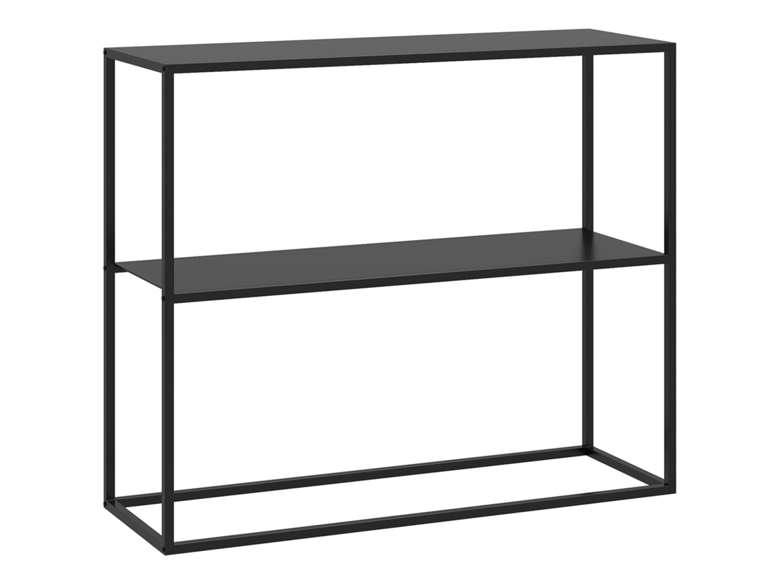 Mesa consola, escritorio de entrada industrial minimalista, 2 estantes, 90 x 30 x 75 cm, acero negro, OTROS