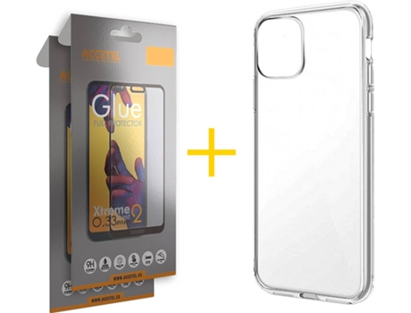 Carcasa + 2 Protectores de Pantalla para iPhone 12 Mini ACCETEL Transparente Claro