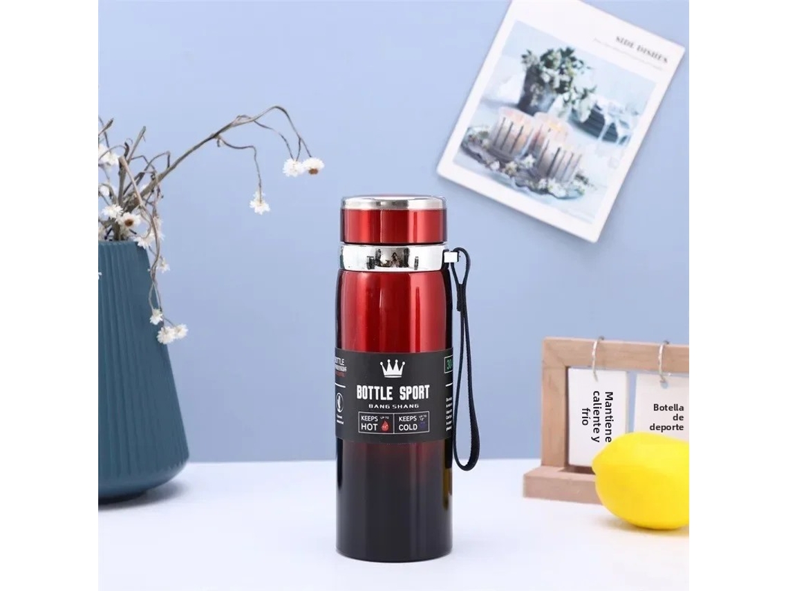 Botella térmica de boca ancha, de acero inoxidable sin BPA, con aislamiento al vacío. Mdug (rojo claro a rojo).