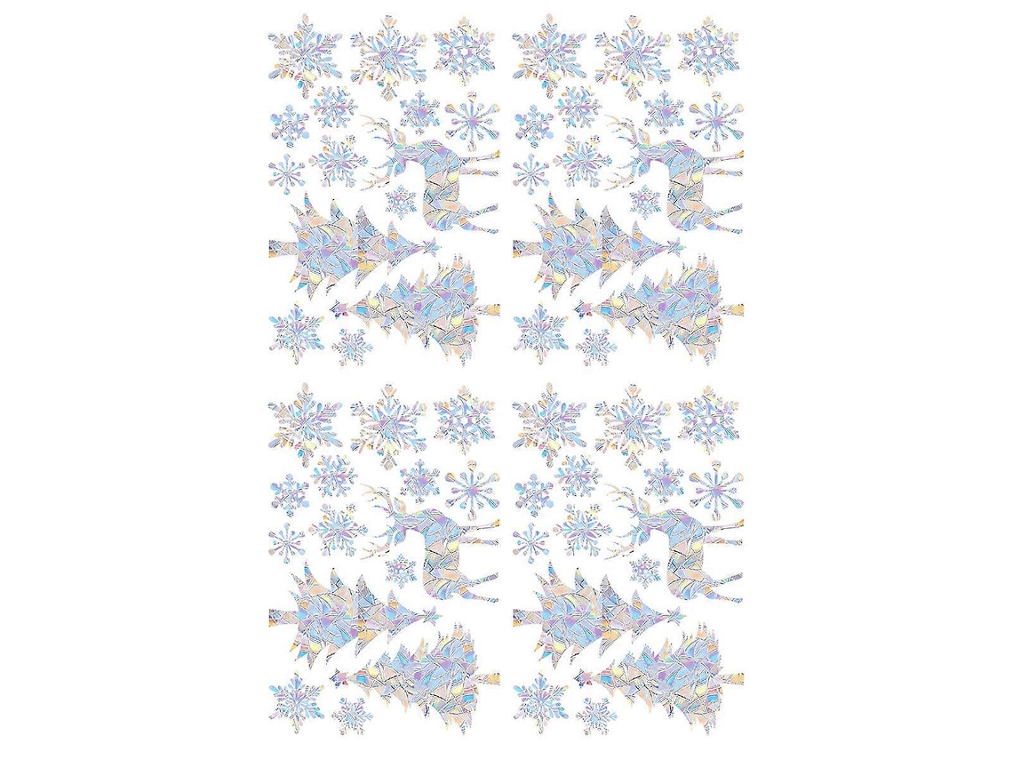Juego de 4 coloridas pegatinas para ventanas con estampado de arcoíris, prisma y copo de nieve navideño. Pegatinas para ventanas resistentes a los impactos.