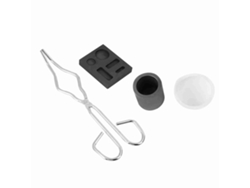 Kit de fusión: vaso de grafito, pinzas, recipiente.