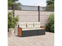 Set De Sofás De Jardín Con Cojines 3 Udsjuego De Muebles De Jardín Ratán Sintético Negro Cfw499365