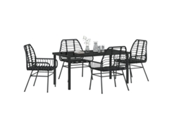 Juego de comedor de jardín de 5 piezas de ratán negro Wsd259358 Lovely Home