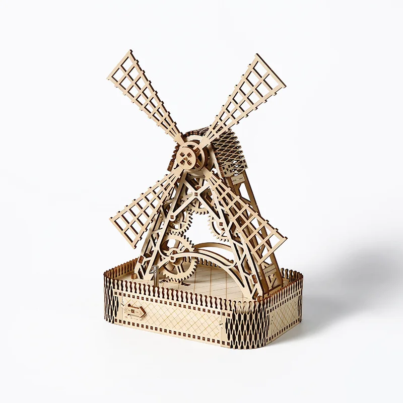 Kit De Modelo 3d De Rompecabezas De Madera De Molino De Viento Para Armar, Juguete Educativo Stem.