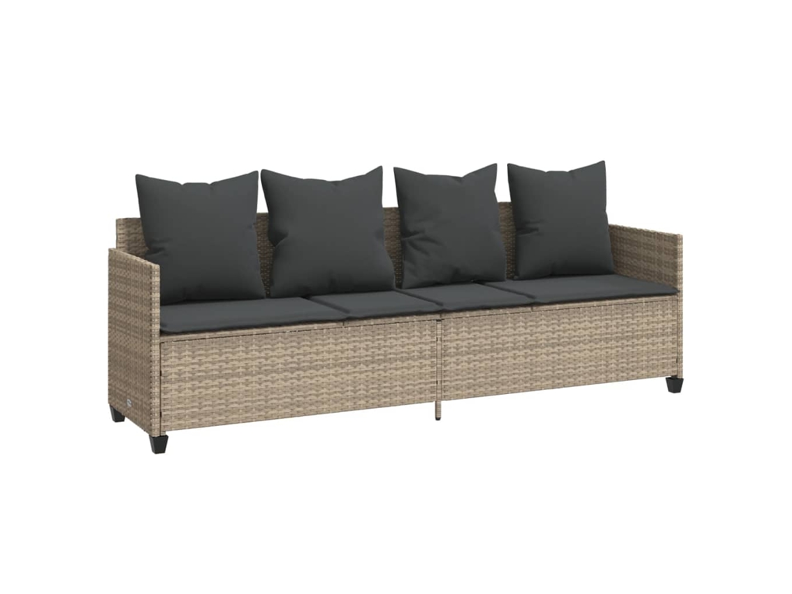 Chaise longue de mimbre gris claro con cojines MAISON EXCLUSIVE