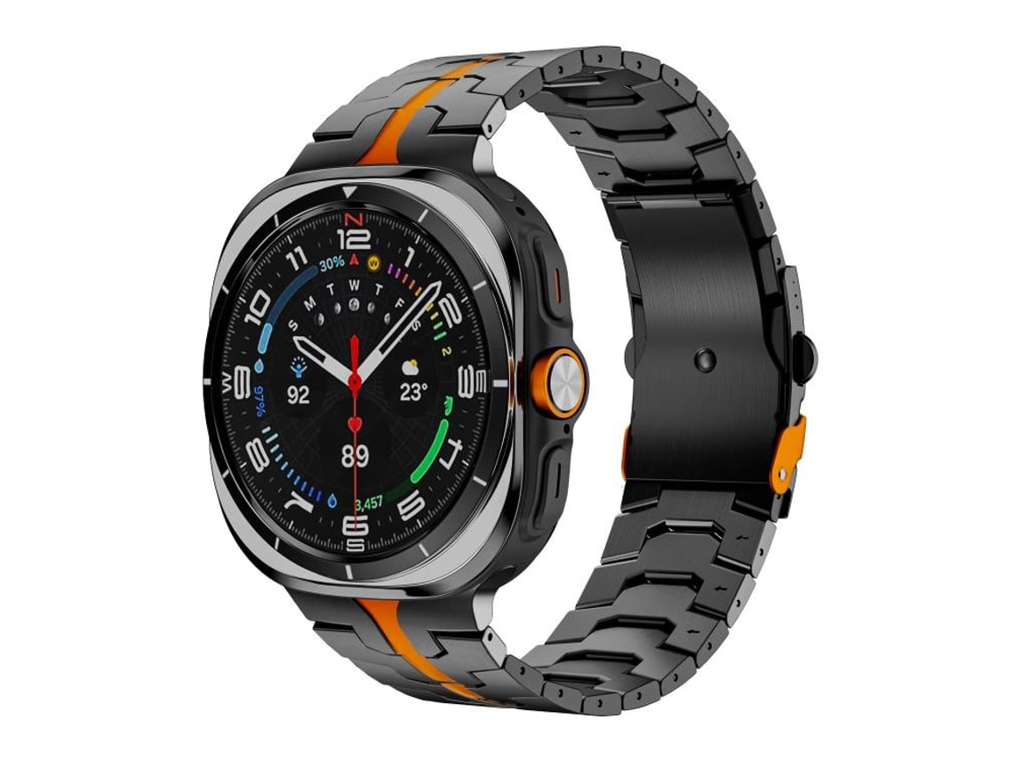 Bracelete Para Samsung Galaxy Watch Ultra - Liga De Titânio Com Fivela De Segurança (47mm) - Preto Laranja