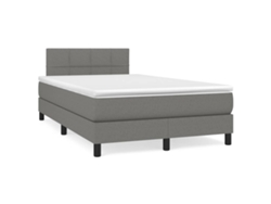 Cama Box Spring Con Colchón Tela Gris Oscuro 120x190 Cm