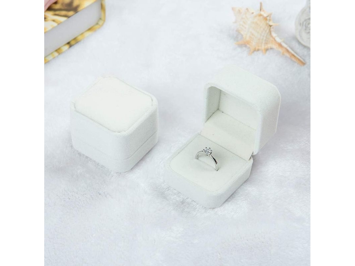2026-3 Cajas De Anillos De Terciopelo Blanca, Estuche Para Joyería, Caja Regalo Para Compromiso Y San Valentín