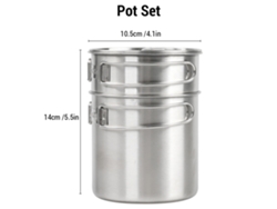 Juego De Utensilios De Cocina De Acero Inoxidable 304 Para Camping Portátil, Para 2-3 Personas, Ollas Para Cocinar Al Aire Libre.