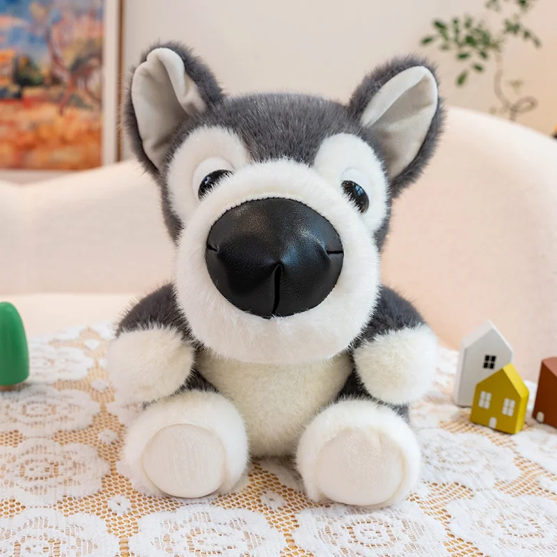 (gris, 15 Cm) Peluche De Perro De Dibujos Animados Con Nariz Grande, Regalo De Cumpleaños