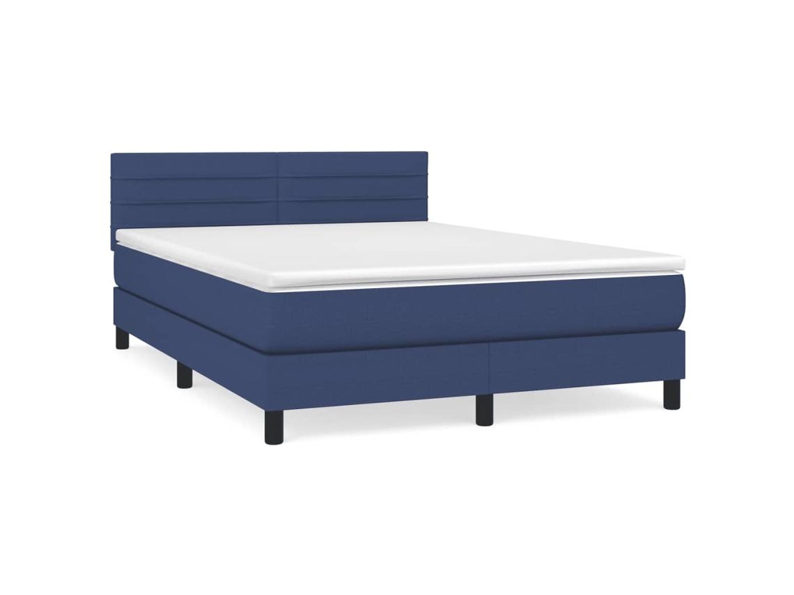 Maison Exclusive - Cama Box Spring Con Colchón Tela Azul 140x200 Cm