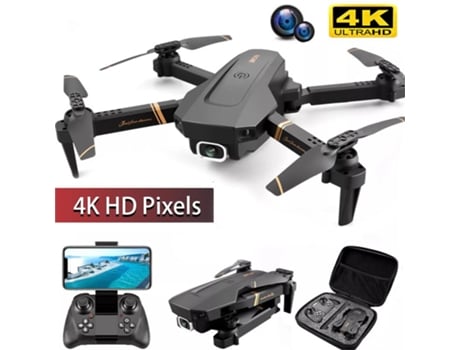 Dron plegable V4 RC con cámara gran angular 4K HD (batería 4 - Duración de la batería: 20 min - Negro)