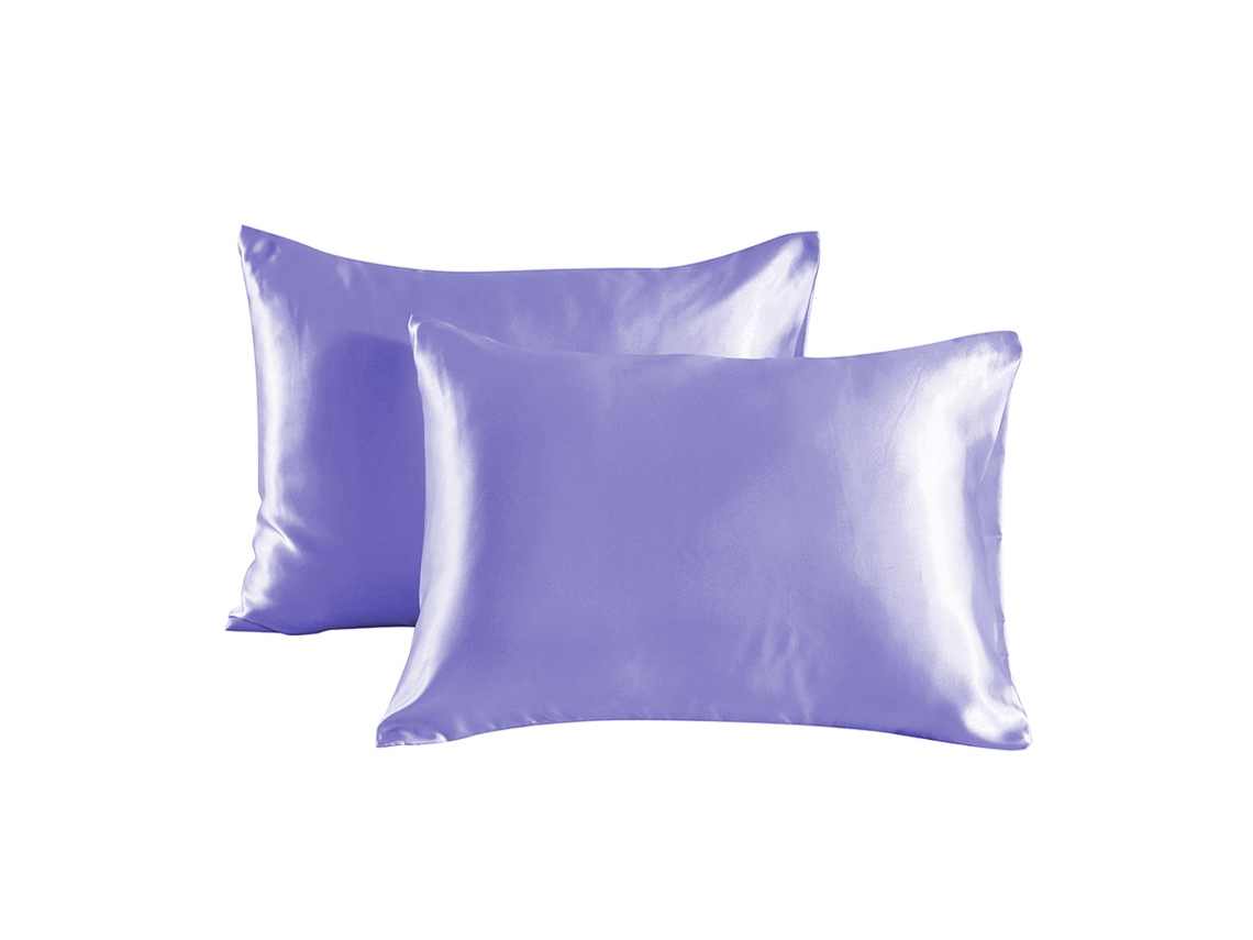 2Pack Fronha Cor Pura Fronha De Cetim Dupla Face Fronha De Seda Amoreira Para Pele-Lilás