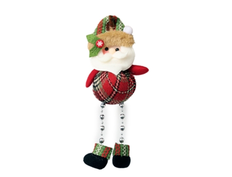 Encantador colgante de Navidad, cuentas de tela a cuadros, piernas, muñeca, árbol de Navidad de dibujos animados, adorno colgante decorativo para f...