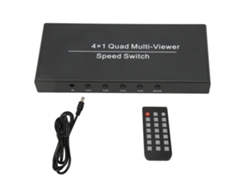 Conmutador Multimedia Hd 4 En 1, 4 Entradas, 1 Salida, 1080p 60hz, Multivisor, Mando A Distancia, Enchufe Europeo.