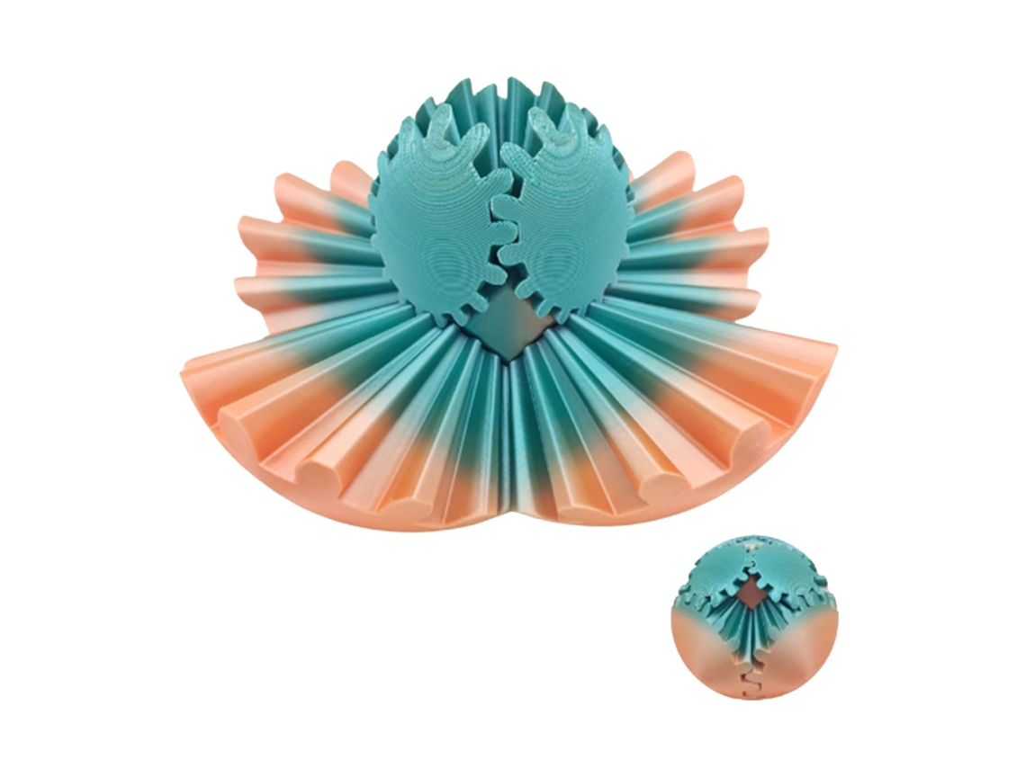 Bola Giratoria Con Engranajes Impresa En 3d Para Aliviar El Estrés En Adultos Y Niños, 7,1 Cm, Verde Y Naranja.