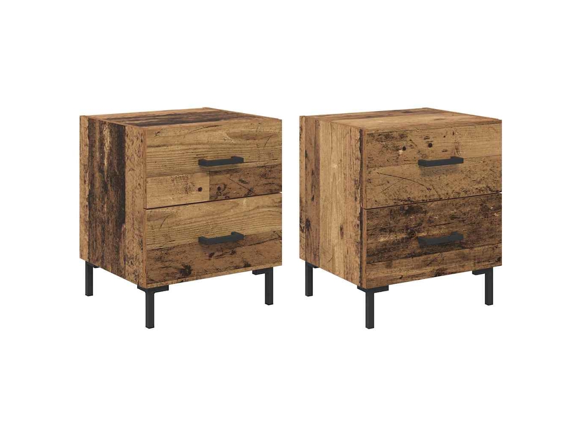 Maison Exclusive - Armario De Noche Con Cajón 2 Pcs Madera Vieja 40 X 35 X 47,5 Cm
