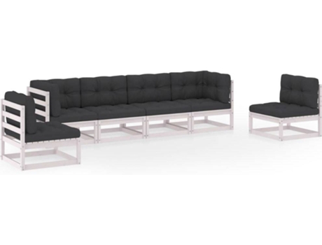 Conjunto 6 de muebles de jardín VIDAXL y cojines madera pino maciza