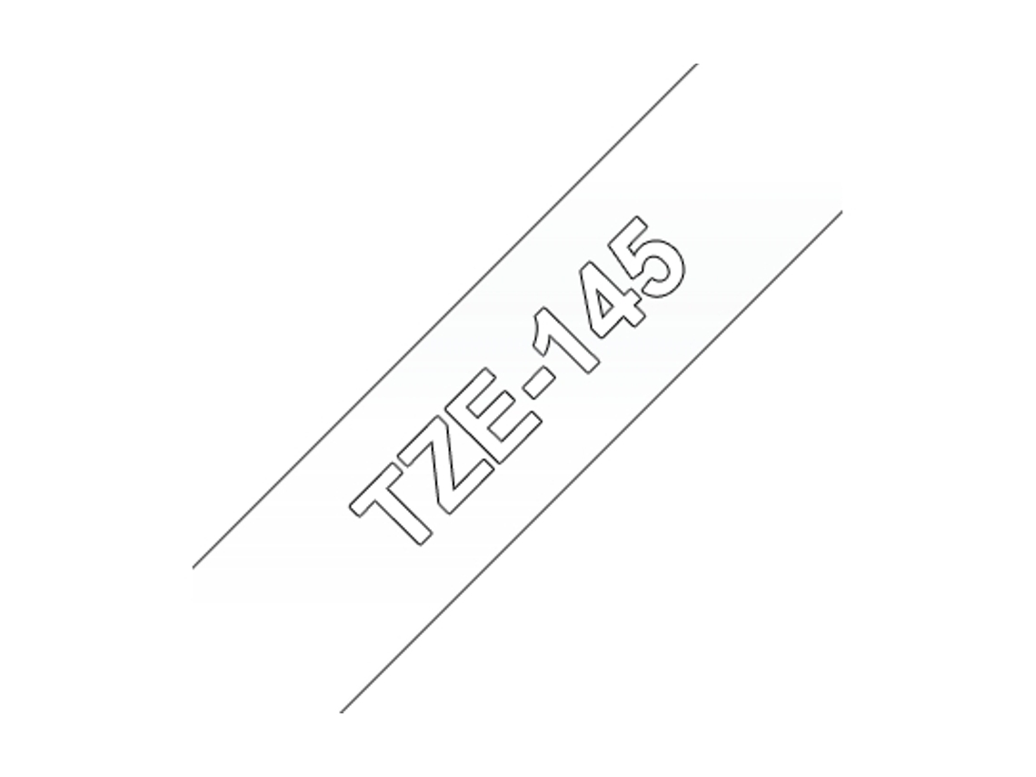 Cinta laminada Compatible Brother Tze145 Texto Blanco / Fondo Transparente 18Mm X 8M
