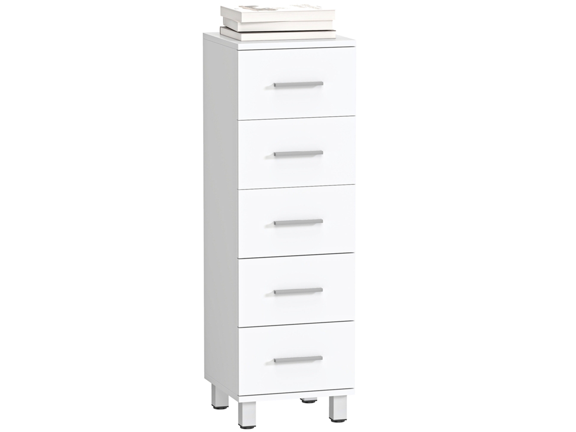 Armario Baño 5 Cajones 30x30x95cm Blanco