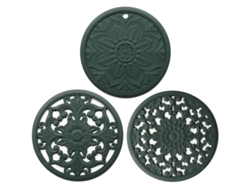 Juego De 3 Vasos Aislantes De Silicona Antideslizantes De Color Verde Para Ollas Y Hervidores.