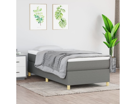 vidaXL Cama con somier y colchón 90x200 cm tela gris oscuro