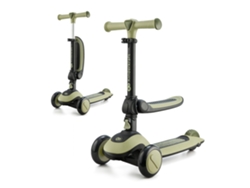 Bicicleta De Equilibrio 2 en 1 Kinderkraft HALLEY con asiento plegable, manillar ajustable y ruedas LED Verde