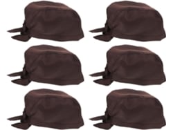 Conjunto De 6 Peças De Toucas De Cozinha Ajustáveis Em Poliéster Estilo Pirata Japonês Para Homens E Cafés.
