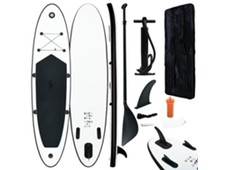 Juego de tabla de paddle surf hinchable VIDAXL  blanco y negro