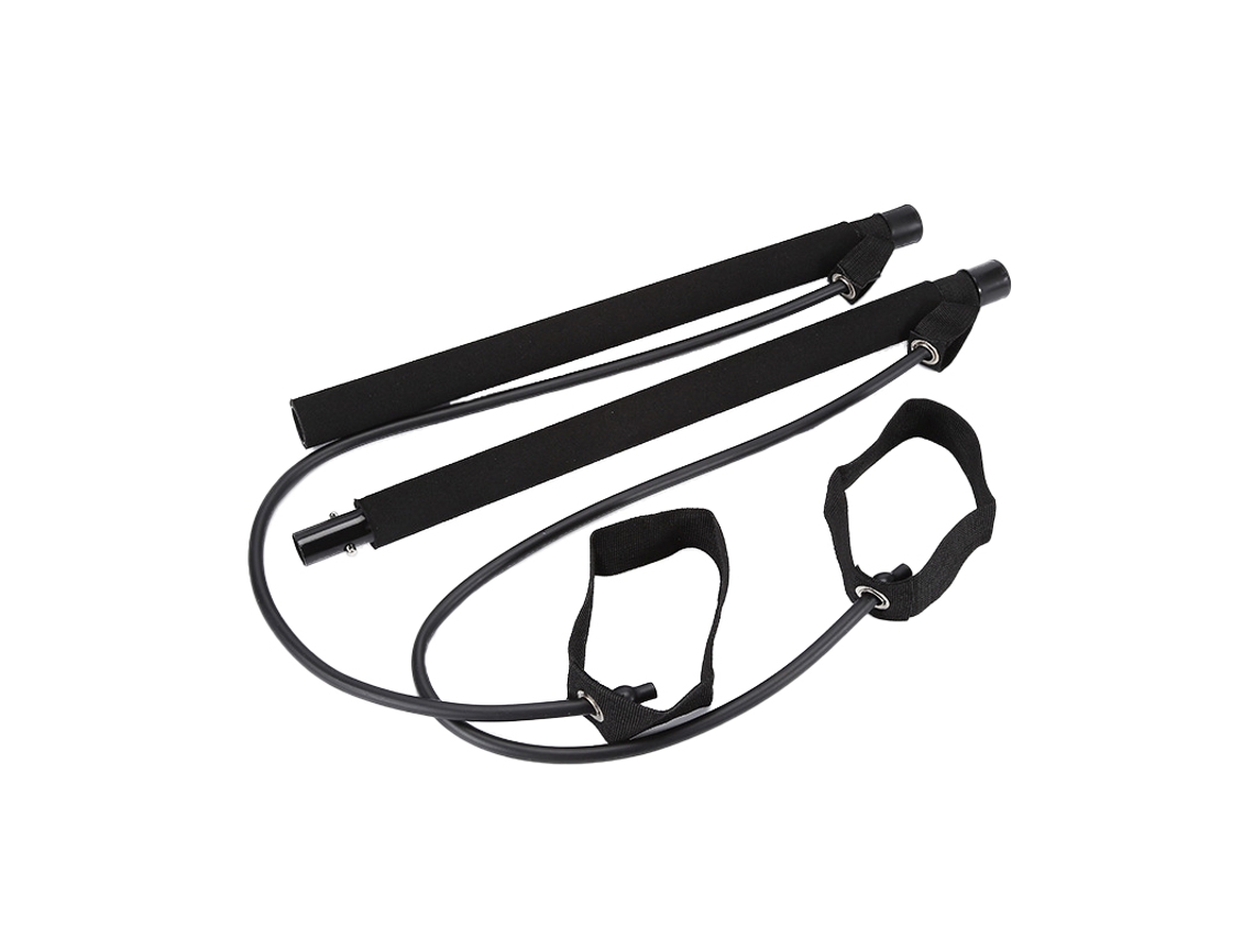 Barra De Pilates Multifuncional Negra Con Cables Elásticos Para Mejorar La Tensión Del Pecho.