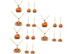 Kit Joias Festa Halloween Com Colar E Brincos, Na Cor Laranja.