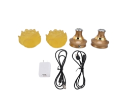 2set Luz Budista Led Lótus Com Base De Liga Lâmpada Colorida Ornamentos De Fé 100-240v Plug Us