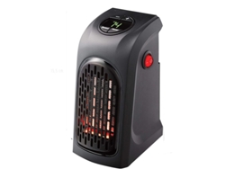 Ventilador calefactor eléctrico mini potente de 400 W y bajo consumo, color negro.
