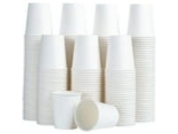 Vaso de papel desechable para bebidas frías y calientes, con revestimiento de polietileno y borde enrollado para mayor rigidez y resistencia.