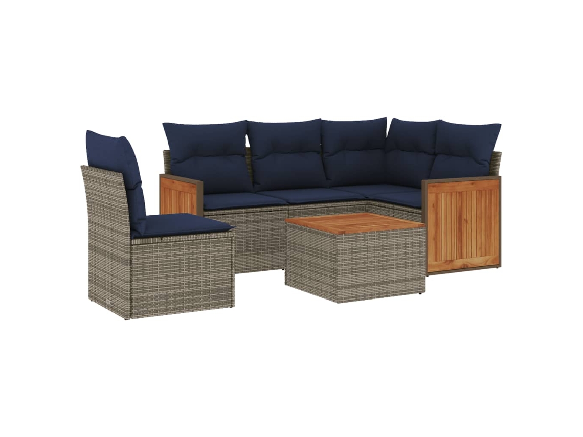 Maison Exclusive - Conjunto De Sofá De Jardín De 6 Piezas Con Cojines, Poliratán Gris