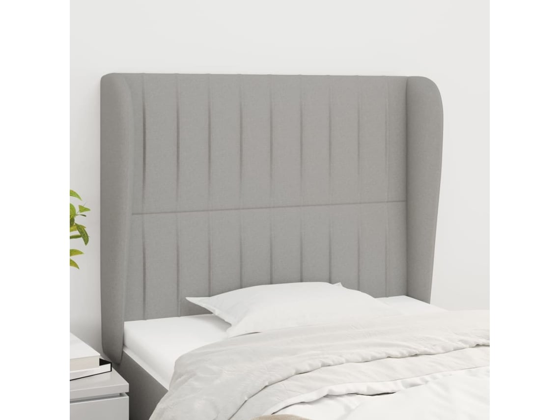 Cabecero Con Orejas De Tela Gris Claro 103x23x118/128 Cm