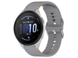 Bracelete Para Garmin Forerunner 165 (20mm) - Silicone - Grão Ondulado - Costurado Cinza Espacial