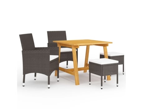 Conjunto 5 Juego de comedor de jardín de VIDAXL marrón