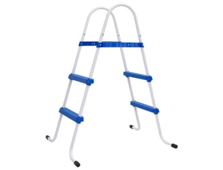 MAISON EXCLUSIVE Escalera para piscina acero azul y blanco 84 cm