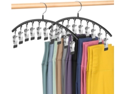 Organizador de leggings para armario (paquete de 2), ahorra espacio, recubierto de goma, organizador de armario (negro)