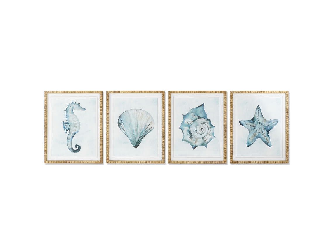 Cuadro Home Esprit Mediterráneo Caracola 55 X 2,5 X 70 Cm (4 Unidades)