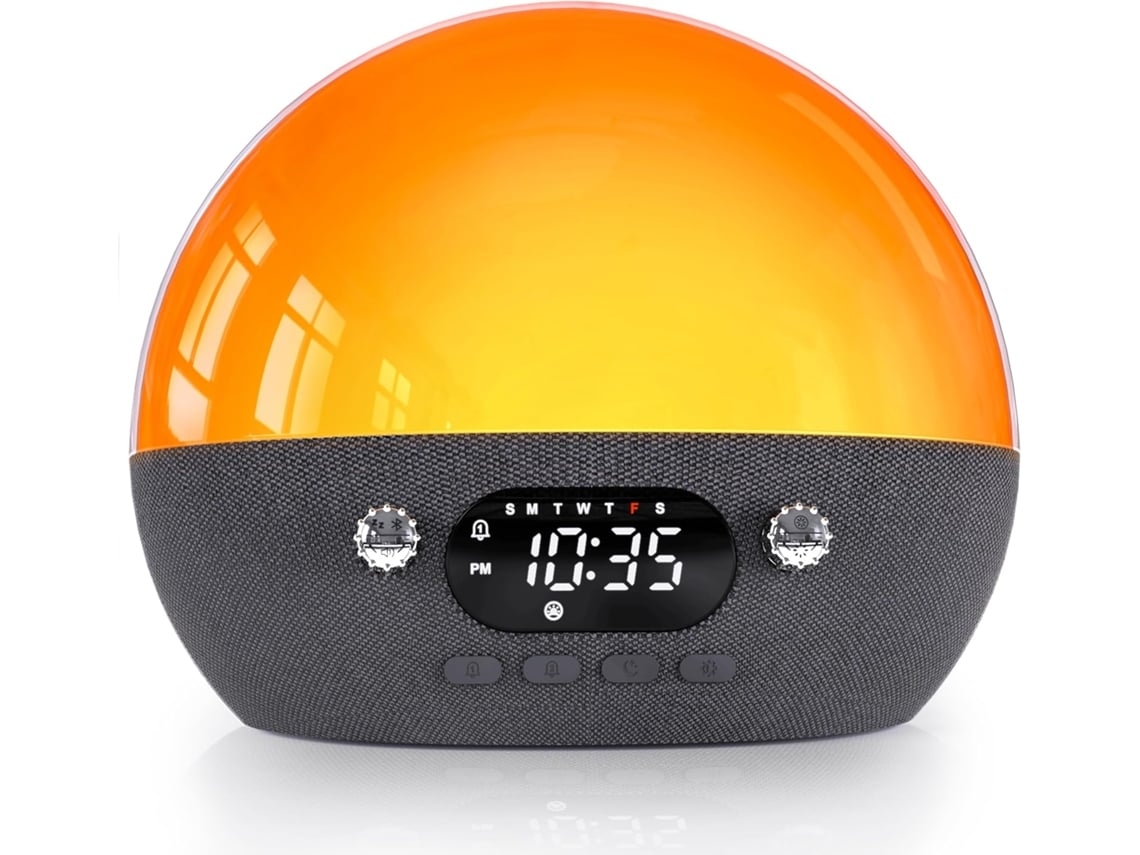Reloj despertador con efecto amanecer, altavoz Bluetooth y ruido blanco para ayudarte a dormir STELASPLEN (gris)