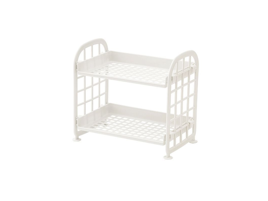 2026-41154-estanteria Doble Capa Plegable Organizador Baño Abs 21.5x14x20.5cm Blanco