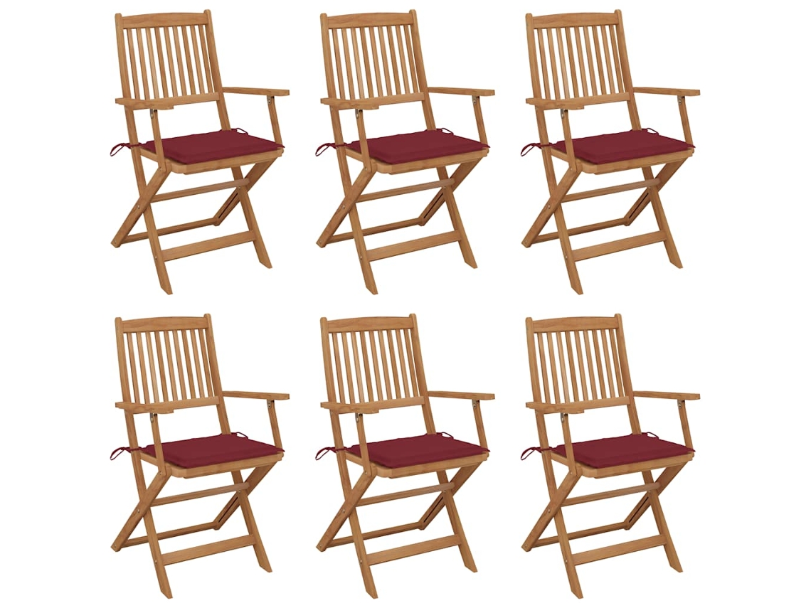 Sillas de jardín plegables de 6 piezas con cojines DKD Home Decor