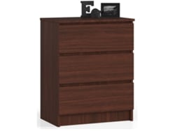 Cómoda Akord K60 Wenge 60 Cm 3 Cajones Frente En Color Wenge 60x40x77 Cm