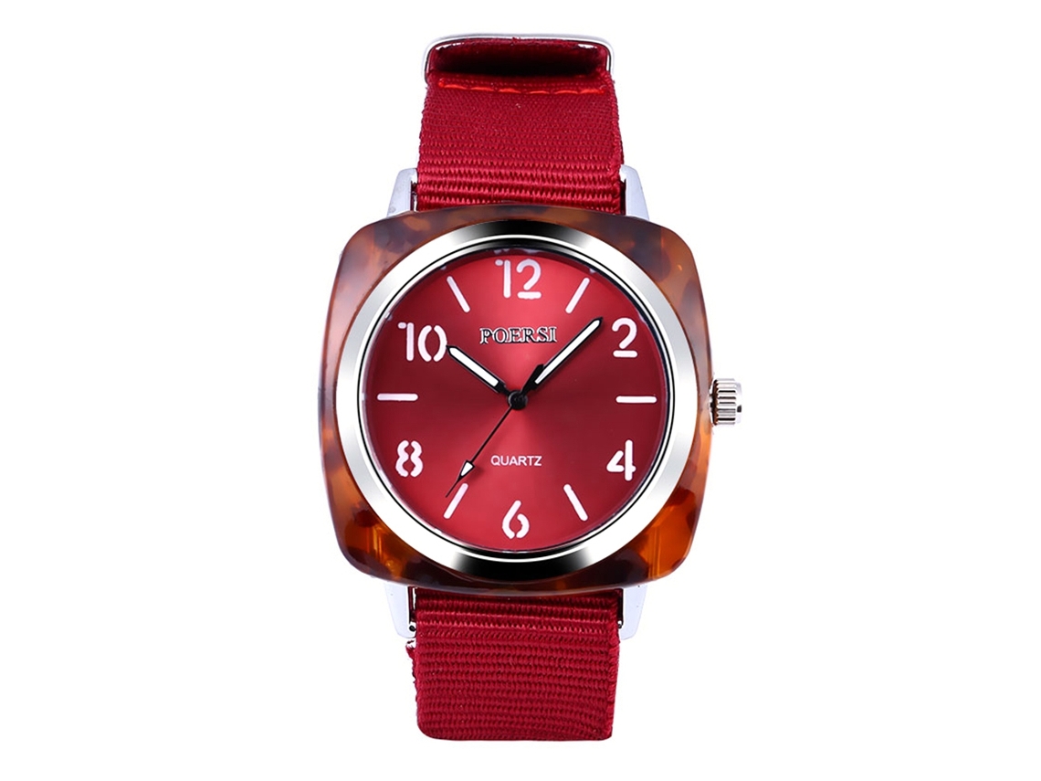 Reloj De Cuarzo Con Correa De Nailon, Estilo Sencillo Y Moderno, 26 Cm, Decoración A Mano (rojo)